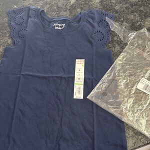 Jumping Beans Eyelet Sleeve Navy Tee